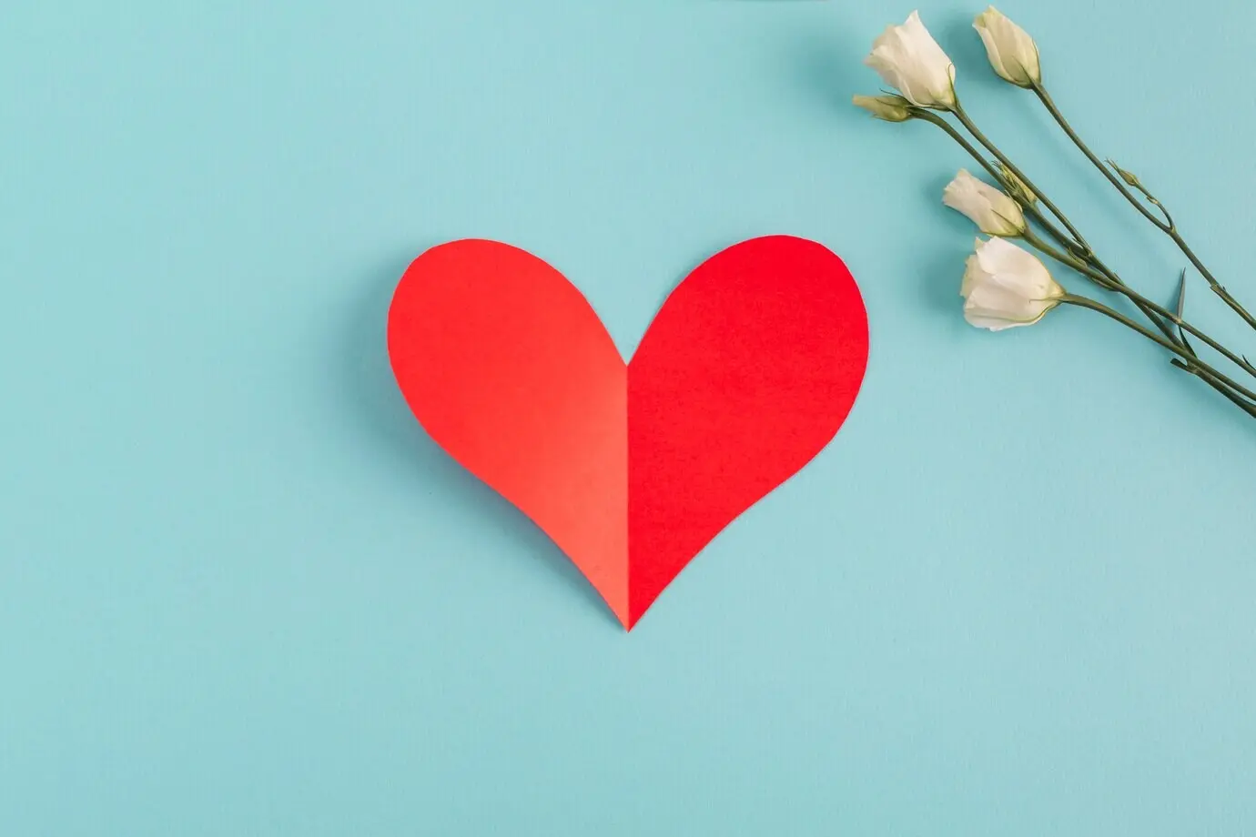 Ein Herz aus Papier und frische Blumen